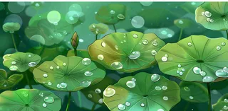 秋天插画风景处暑背景