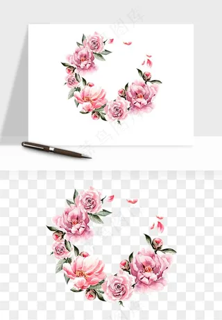 水彩复古花卉png免抠