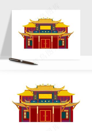 国潮风古建筑古楼古塔鼓楼ai,png免抠图