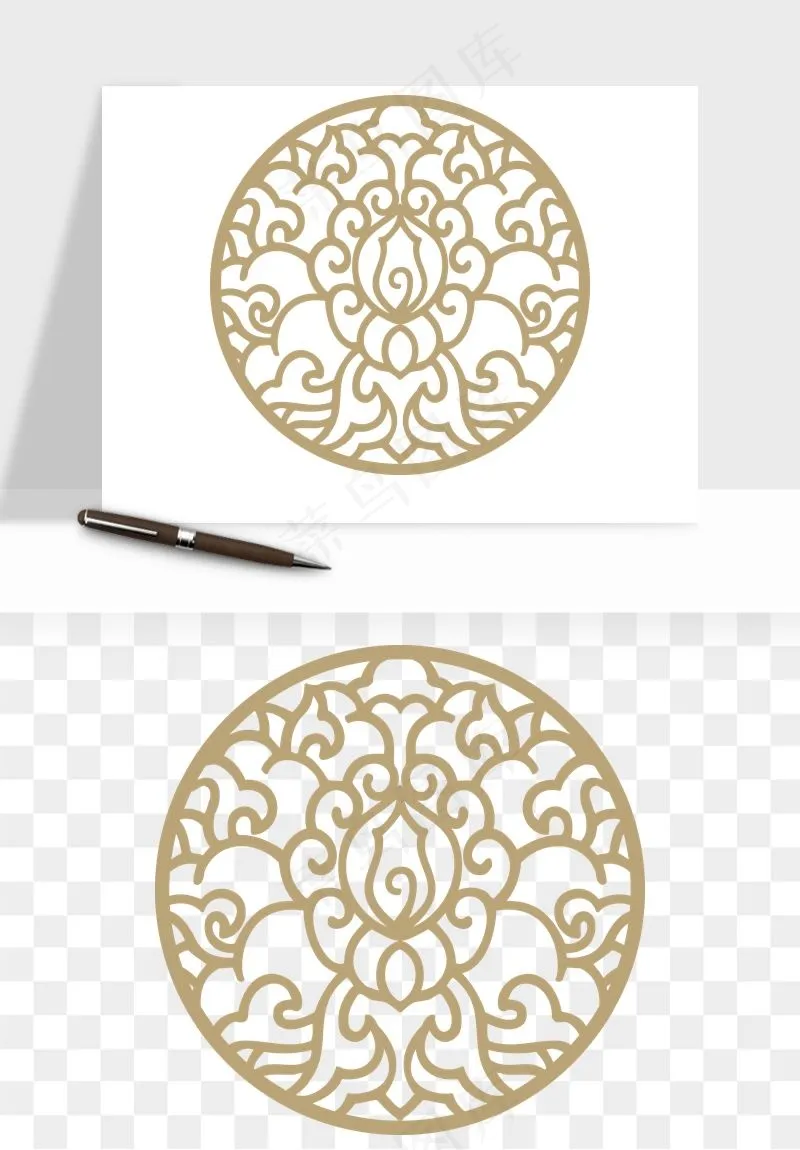 中式镂空古典图案png免抠