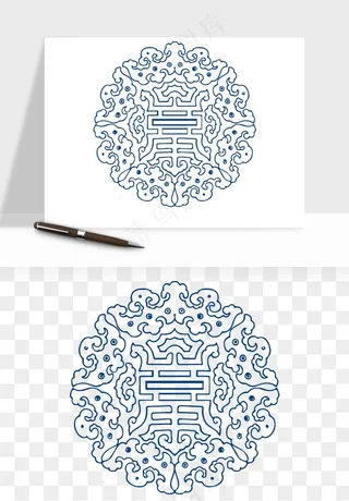 青花瓷花纹花卉图案png免抠