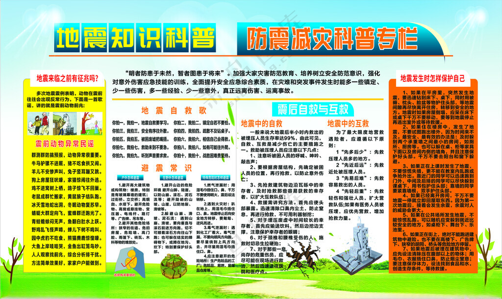 防震减灾科普专栏报刊栏广告设计