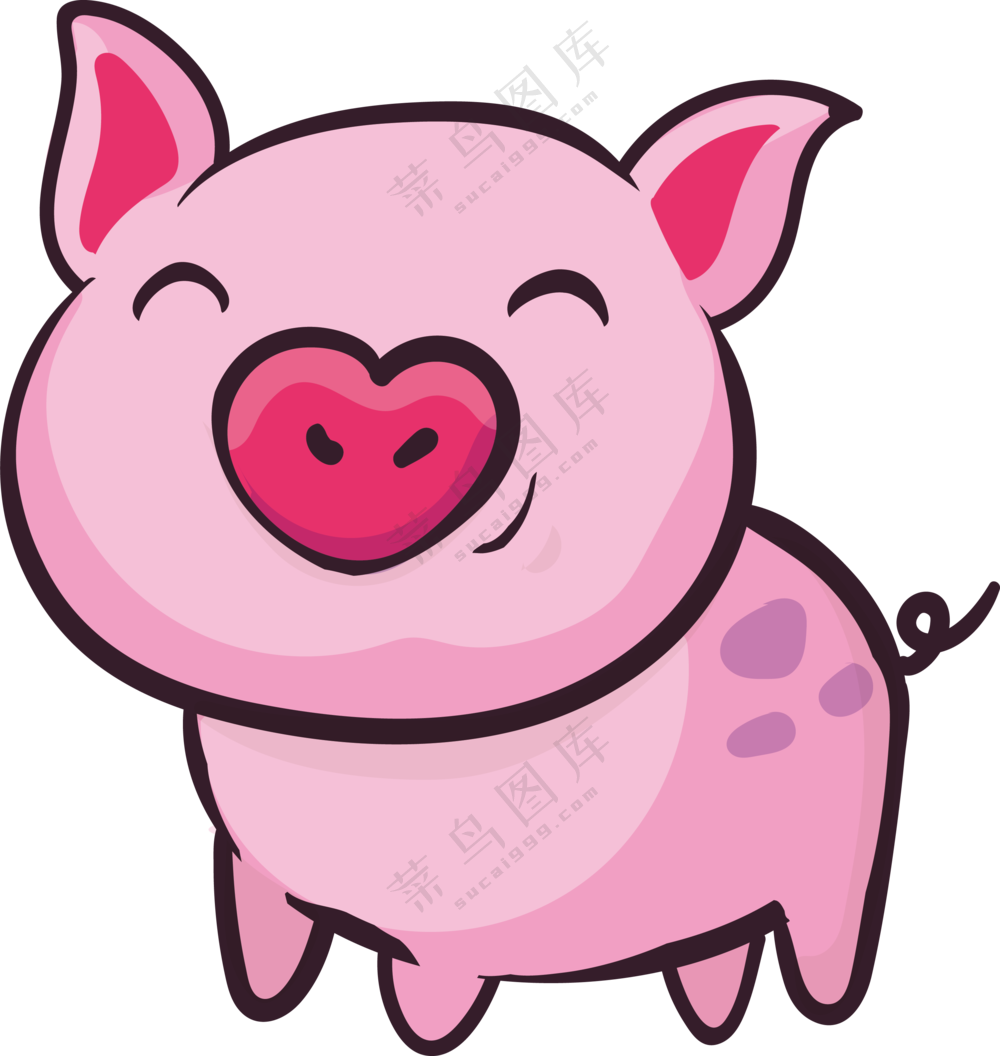 可爱俏皮的粉红色小猪免抠图片素材