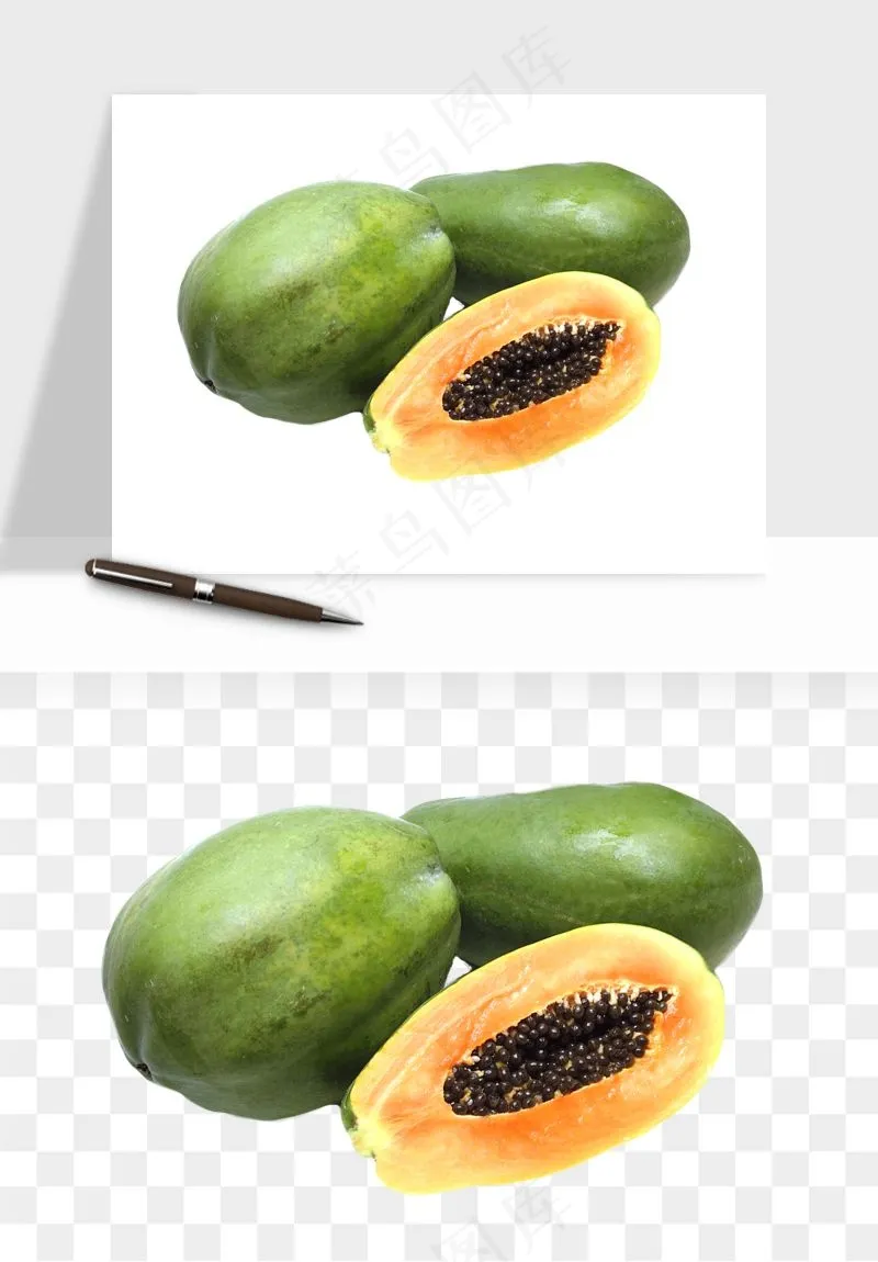 木瓜水果png免抠