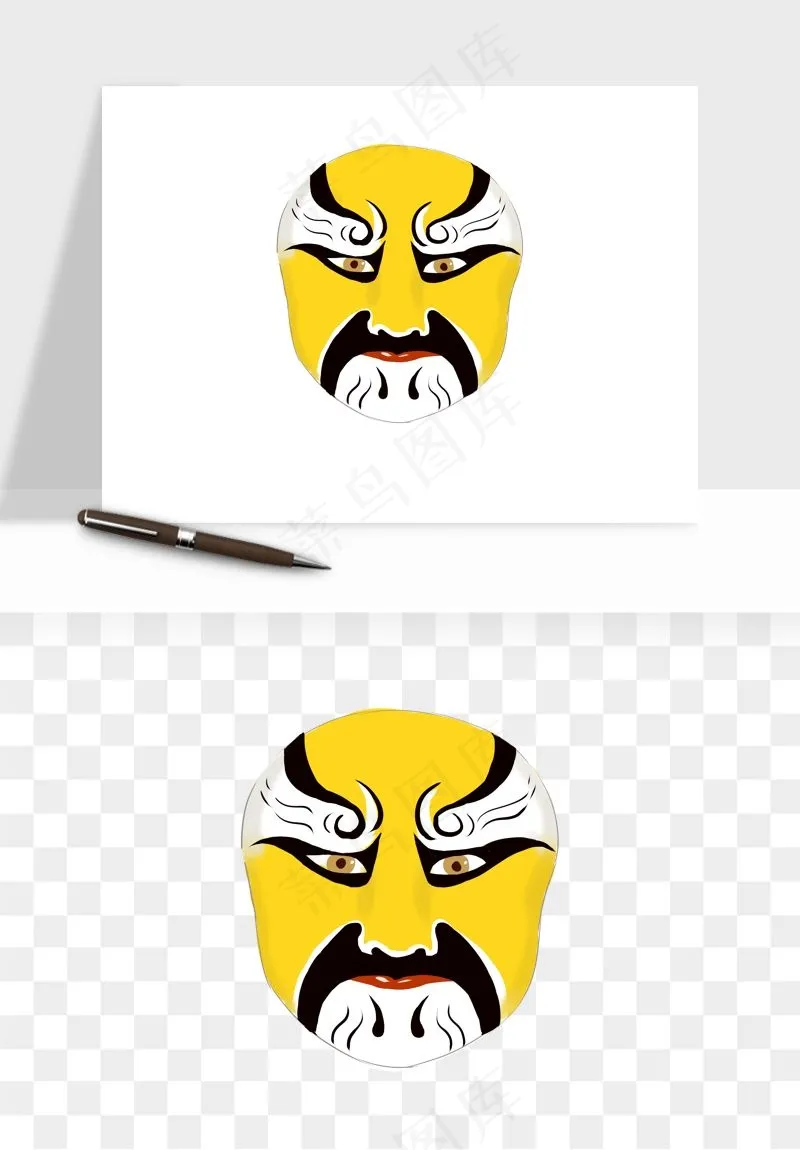 手绘戏剧脸谱卡通面具png免抠