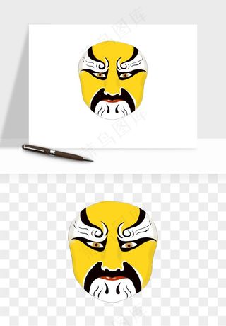 手绘戏剧脸谱卡通面具png免抠