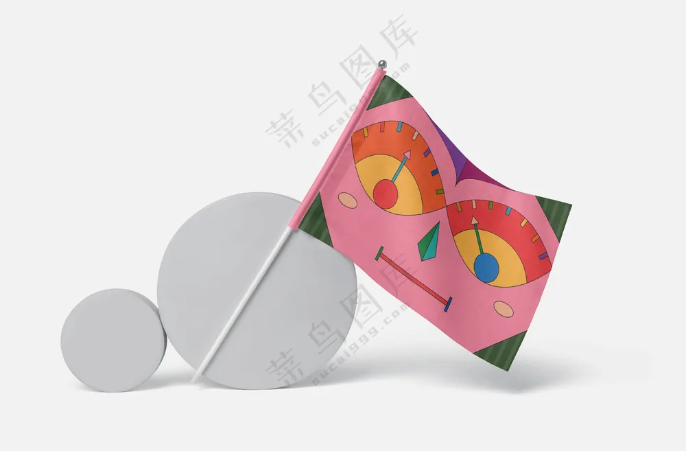 手摇旗帜桌旗应援旗logo样机-04