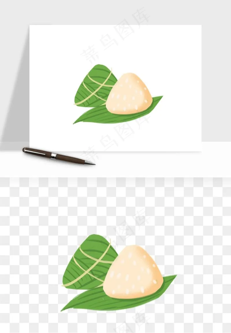 国潮粽子手绘肉粽png免抠