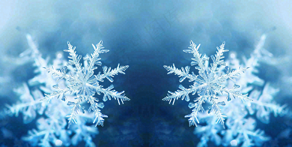 冬季雪花水晶蓝色寒冷小寒大寒大雪摄影图