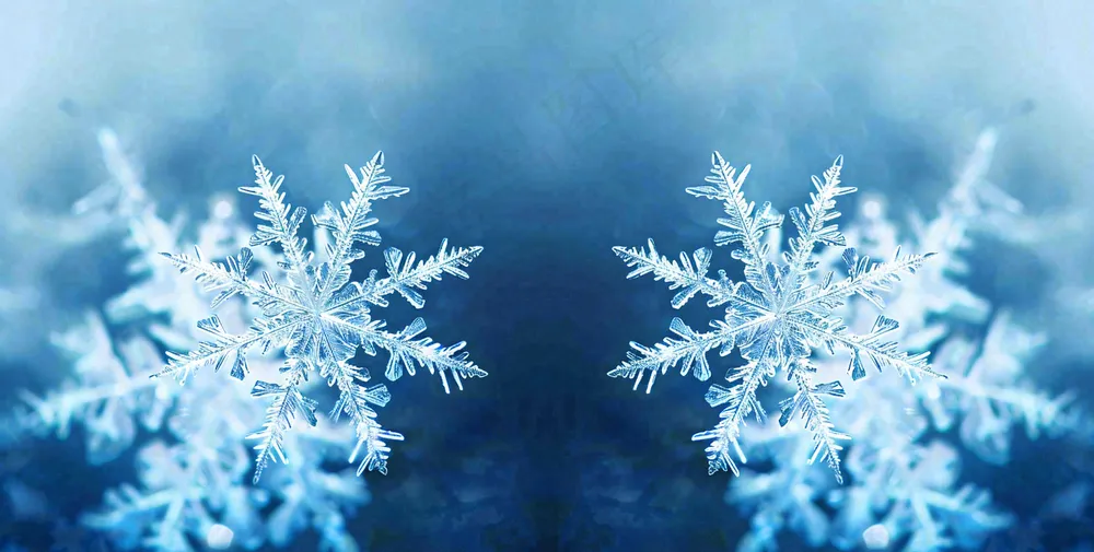 冬季雪花水晶蓝色寒冷小寒大寒大雪摄影图