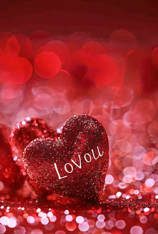 红色爱心love灯光亮片浪漫闪耀情人节七夕背景
