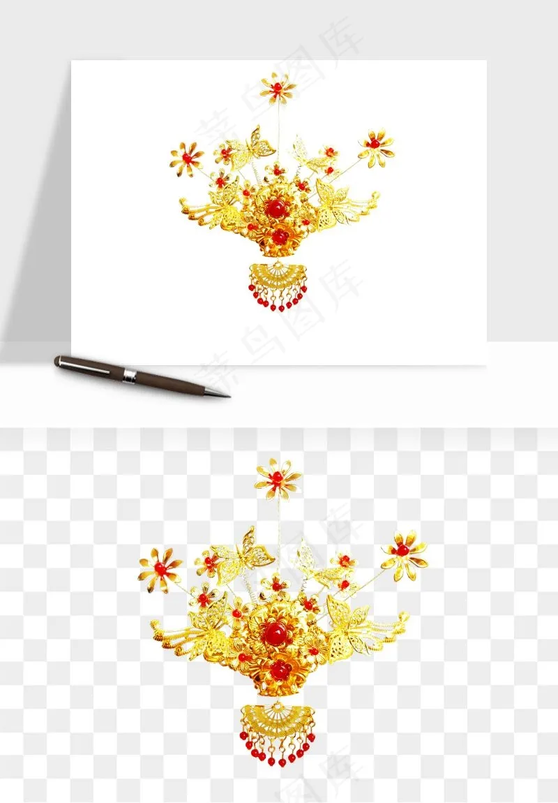 古风发簪头饰配饰png免抠