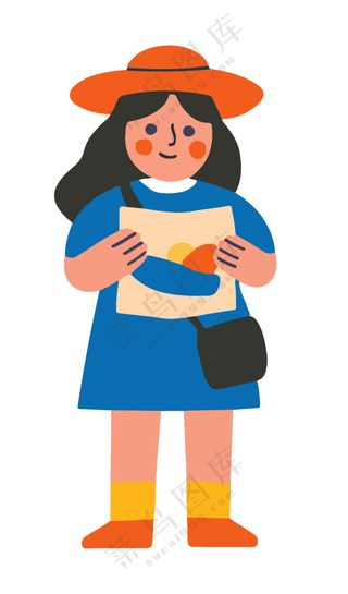 卡通风阅读动作人物旅游插图