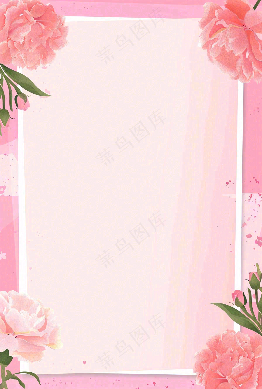 教师节粉色鲜花信封边框插画背景