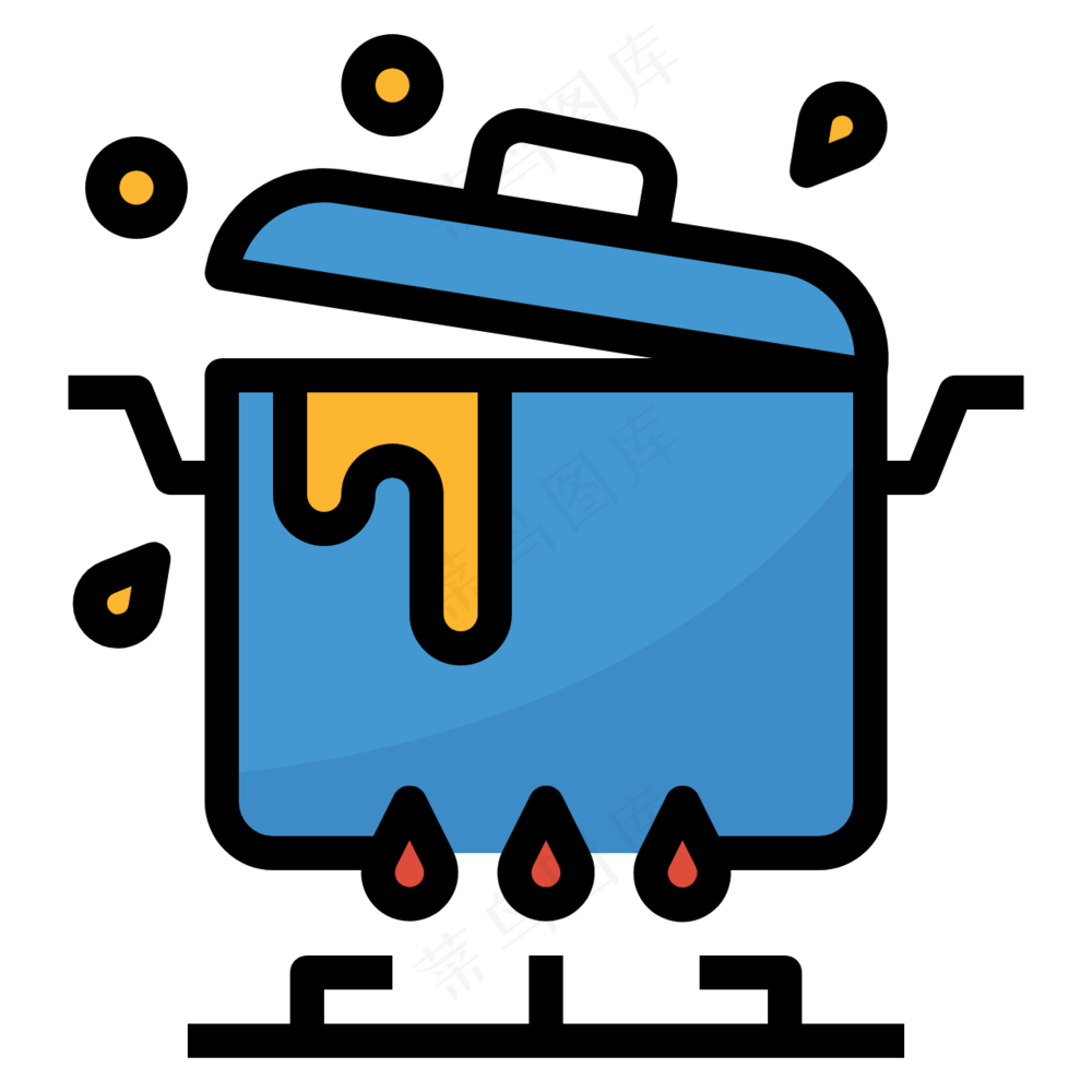 煮沸的锅 线性彩色图标