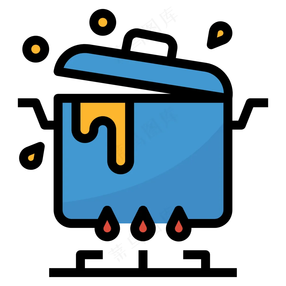 煮沸的锅 线性彩色图标