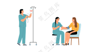 卡通护士照顾病人场景素材 (5)