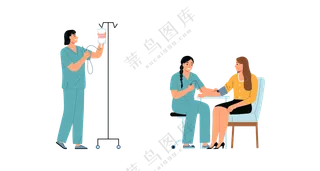 卡通护士照顾病人场景素材 (5)