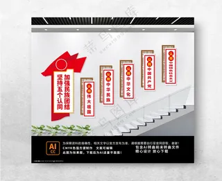 五个认同楼梯文化墙五观五个认同五个认同文化