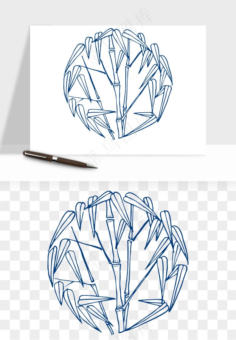 青花瓷花纹花卉图案png免抠