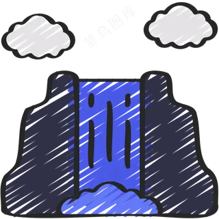 瀑布 铅笔手绘图标icon