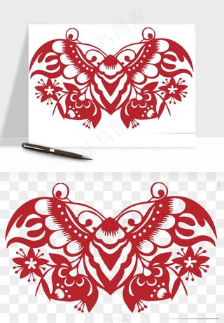 传统花鸟动物剪纸png免抠