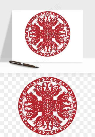 传统窗花剪纸图案png免抠