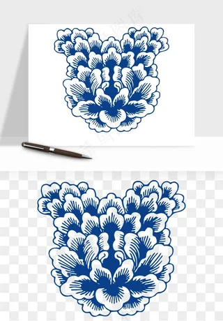 青花瓷花纹花卉图案png免抠