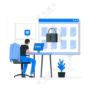 程序员敲代码登录界面的卡通素材