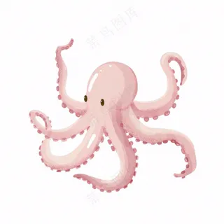 海洋动物章鱼墨鱼鱿鱼卡通插画免抠
