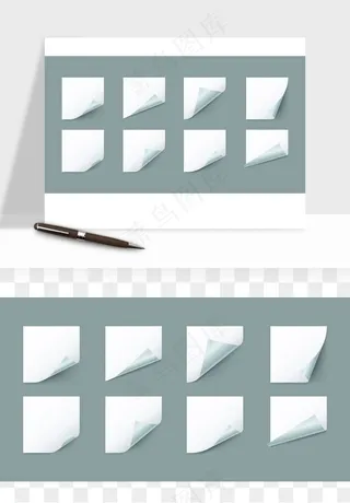 白纸卷边角翻页效果png免抠