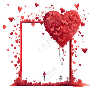 红色气球爱心相框
