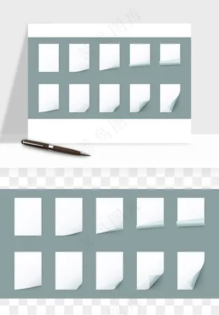 白纸卷边角翻页效果png免抠