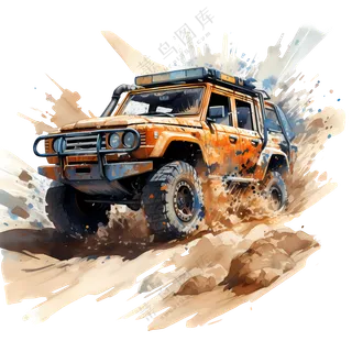 泥泞中的越野车