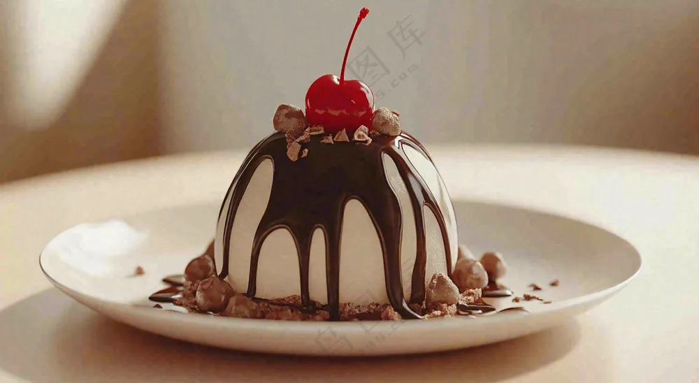 甜点巧克力小蛋糕布丁美食摄影图