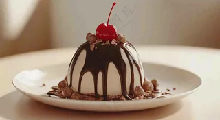 甜点巧克力小蛋糕布丁美食摄影图