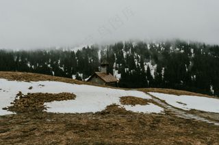 冬日余晖下的雪地风景