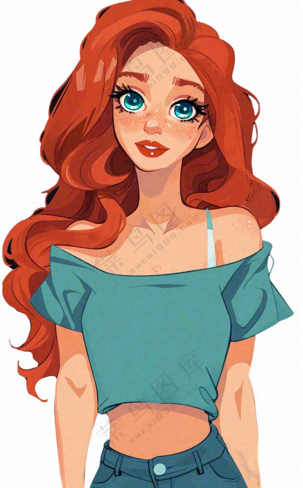 美式少女潮流精致美丽人物卡通插画免抠