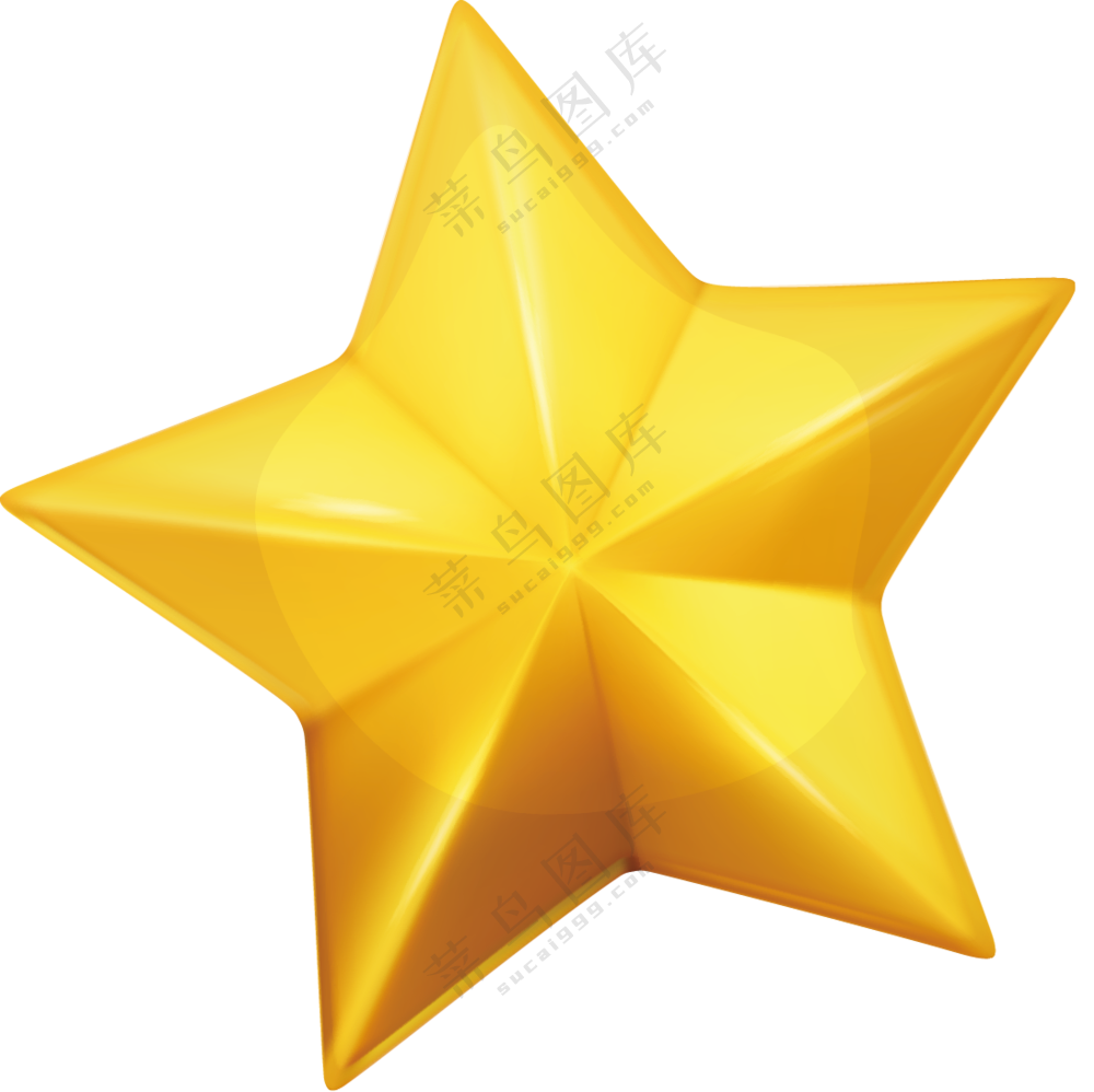 金色光泽质感效果的五角星免抠素材