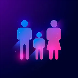 一家三口卡通渐变素材