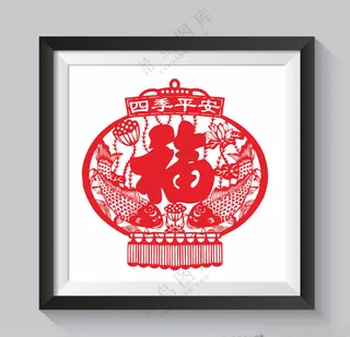 窗花福字灯笼剪纸广告设计