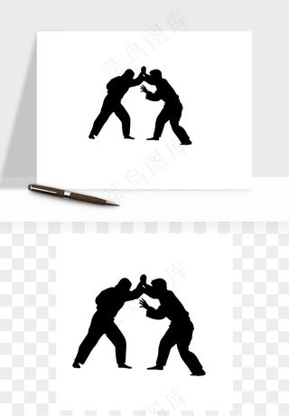 拳击空手道人物剪影矢量