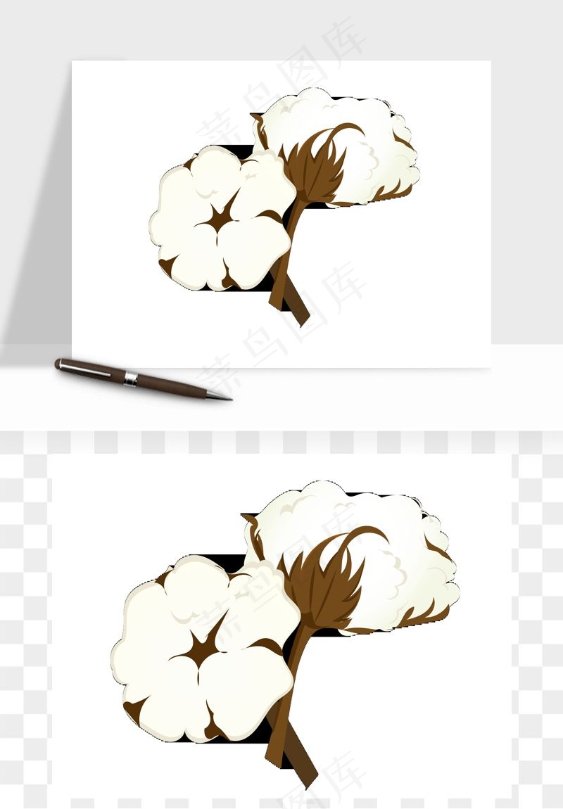 手绘棉花矢量png免抠