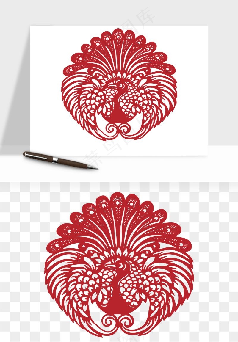 传统窗花剪纸图案png免抠