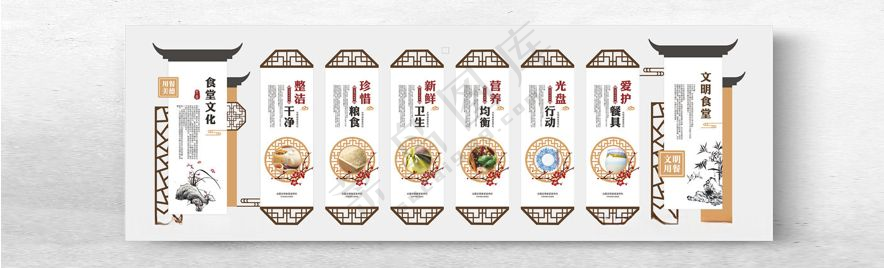 食堂文化墙节约用餐学校主题墙海报