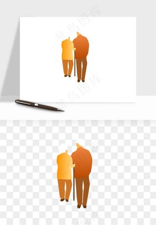 手绘老人陪伴png免抠