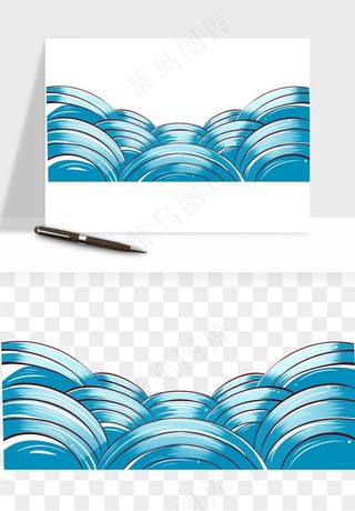国潮浪花海浪波浪装饰png免抠