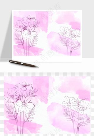 水彩花卉手绘矢量背景