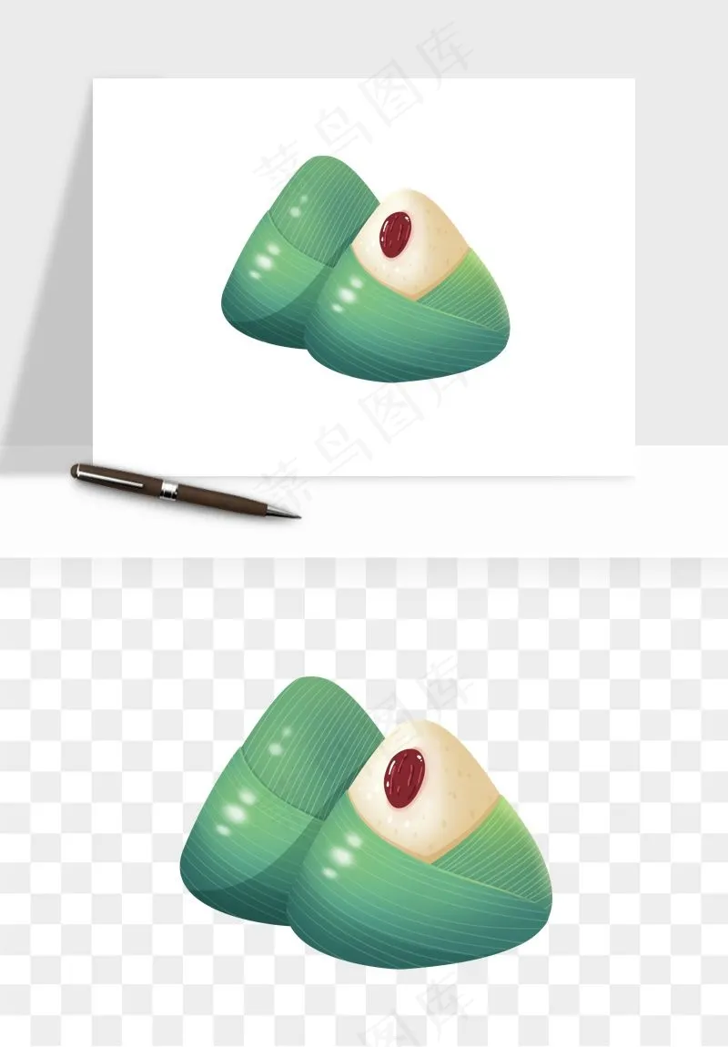 国潮粽子手绘肉粽png免抠