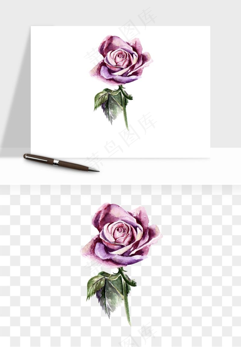 水彩复古花卉png免抠